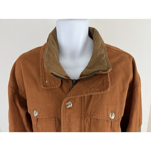 THE TERRITORY AHEAD Men's Rust Color Canvas Flannel Lined Bomber Jacket Sz L - Picture 2 of 9